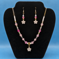 Pink Flower Beaded Jewelry Set