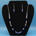 Royal Blue Crystal Beaded Necklace Earrings Set