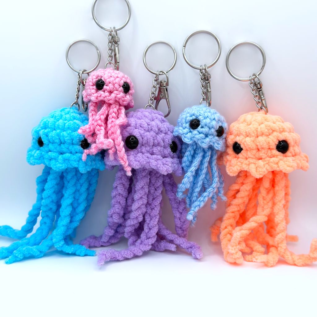 Handmade Crochet Jellyfish Keychain